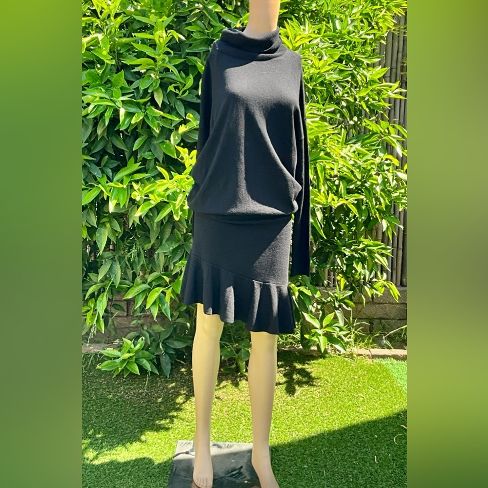 Allsaints Black Turtle neck Knot Sweater Dress Large